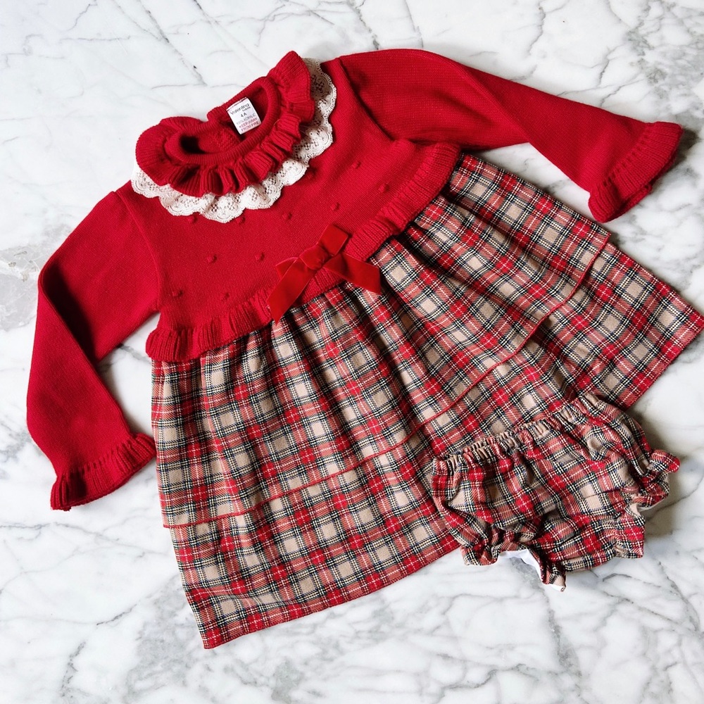 Half Knit Tartan Set 4T